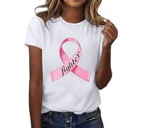 Breast Cancer Awareness Tshirt T-Shirt Ribbon Shirt Breast Cancer Shirt for Mom T-Shirt Pink Tops Womens T Shirts Let's F##K Oversized T Shirts for Women Gifts Woman (White,S)
