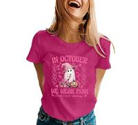Breast Cancer Awareness Tshirt T-Shirt Women Pink Ribbon T Shirt Month Research Tops Womens Shirts Gifts (Hot Pink,M)