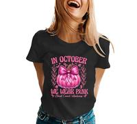Breast Cancer Awareness Tshirt T-Shirt Women Ribbon Shirt Pink Ribbon Breast Cancer Awareness T-Shirt Tops Womens T Shirts Let's F##K Pink Shirt Women Y2K Gifts for (Black,XL)