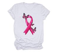 Breast Cancer Awareness Tshirt T-Shirt Women Ribbon Shirt This is My Cancer Fighting Shirt T-Shirt Women Short Sleeve Tops Survivor Tshirt Lady Fit T Gifts for Woman (White,XXL)