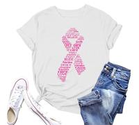 Breast Cancer Awareness Tshirt,This is My Fighting Shirt T-Shirt Girls Pink Ribbon Youths Funny Tops T Womens Now Gifts for Women Diagnosed with Female UK Funny Support (White,XL)
