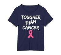 Breast Cancer Awareness Tshirt Tougher Than Cancer T-Shirt, Women's Plus, Navy Blue, 6X