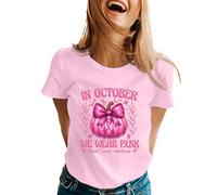 Breast Cancer Awareness Tshirt Women Pink Ribbon T Shirt Cancer T Shirt Breast Tops for Ladies Research Tshirt Pink Womens Race for Life Gifts Women October Family (Light Pink,S)