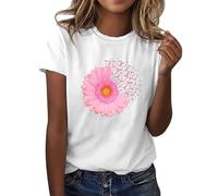 Breast Cancer Awareness Tshirt Women Ribbon Shirt Cancer T Shirt Pink Womens Tops Race for Life T Pink Polo Shirts Ladies Breast Gifts for Women Funny October Family (White,L)