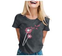 Breast Cancer Awareness Tshirt Women Ribbon Shirt This is My Cancer Fighting Shirt T-Shirt Breast Tops for Ladies T Women I Am A Fighter T-Shirt Gifts for Woman October (Grey,S)