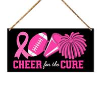 Breast Cancer Awareness Wall Decor, Breast Cancer Decor for Home Porch Patio Front Door Hanging Sign Decorations, Get Well Gift for Woman Survivor Warrior Fighter, Cheer for The Cure