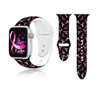 Breast Cancer Awareness Watch Band Compatible with Apple Watch 38mm 40mm 41mm,Breast Cancer Pink Ribbons Smartwatch Wristband Adjustable Soft Silicone Replacement for iWatch Series SE 7 6 5 4 3 2 1