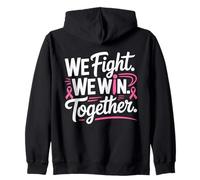 Breast Cancer Awareness We Fight We Win Together Support Zip Hoodie
