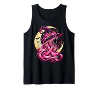 Breast Cancer Awareness Witch Pink Ribbon Moon Bats Women Tank Top