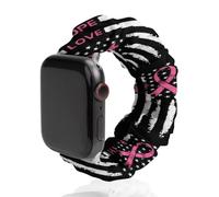 Breast Cancer Awareness with Flag Cute Watch Band Scrunchies Compatible with IWatch 38mm 40mm 42mm 44mm Elastic Strap