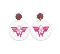 Breast Cancer Awareness Wooden Earrings Pink Ribbon Fight Hope Dangle Drop Earrings Cancer Survivor Support Gifts, Wood, No Gemstone