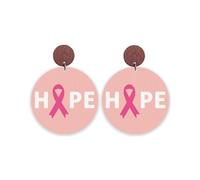 Breast Cancer Awareness Wooden Earrings Pink Ribbon Fight Hope Dangle Drop Earrings Cancer Survivor Support Gifts, Wood, No Gemstone