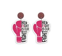 Breast Cancer Awareness Wooden Earrings Pink Ribbon Fight Hope Dangle Drop Earrings Cancer Survivor Support Gifts, Wood, No Gemstone