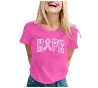 Breast Cancer Beat Cancer T-Shirt Women Pink Ribbon T Shirt Pink Ribbon Breast Awareness Fighter Women T-Shirt Awareness Tee Tops Tshirts Tshirt Womens Vneck Gifts for (Hot Pink,S)