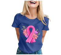 Breast Cancer Beat Cancer T-Shirt Women Ribbon Shirt Be Survivor Unbreakable and Awareness T-Shirt Breast Tops for Ladies Tshirts Women Pink Shirt Tall Care Gifts for (Navy,3XL)