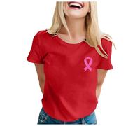 Breast Cancer Beat Cancer T-Shirt Women Ribbon Shirt Be Survivor Unbreakable and Awareness T-Shirt Pink Tops Heart T Shirts for Women Tshirt Funny Treatment Gift October (Red,3XL)