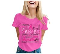 Breast Cancer Beat T-Shirt,Breast Shirt for Mom T-Shirt Women Ribbon Awareness Tee Tops Shirts Pink Tshirt Gifts Going Through Female UK Funny Support for My Mom for Family (Hot Pink,L)