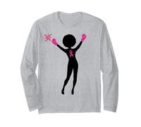Breast Cancer Black Girl Magic Afro Women Brown Skin Long Sleeve T-Shirt