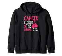 Breast Cancer - Cancer Picked The Wrong Girl Zip Hoodie