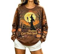 Breast Cancer Can't Break This Witch Halloween Sweatshirts Women | Funny Witch Print Pullover Novelty Halloween Costumes Casual Long Sleeve Breast Cancer Tops Fashion Festival Party Clothes