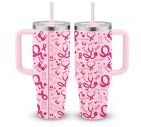 Breast Cancer Care Gifts for Woman - Breast Cancer Survivor Gift Tumbler 40 oz Tumbler with Handle and Straw, After Breast Surgery Gifts for Patients Women, Get Well Gift Insulated Tumbler Cups