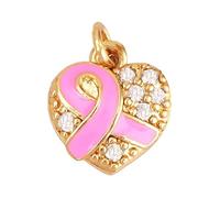 Breast Cancer Charms, Pink Ribbon Charm for Jewelry Making, Breast Cancer Awareness Enamel Charm Pendants for Bracelets Necklaces Earrings Craft Making Accessories