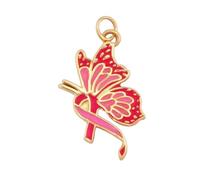 Breast Cancer Charms, Pink Ribbon Charm for Jewelry Making, Breast Cancer Awareness Enamel Charm Pendants for Bracelets Necklaces Earrings Craft Making Accessories