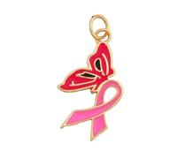 Breast Cancer Charms, Pink Ribbon Charm for Jewelry Making, Breast Cancer Awareness Enamel Charm Pendants for Bracelets Necklaces Earrings Craft Making Accessories
