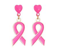 Breast Cancer Charms, Pink Ribbon Charm for Jewelry Making, Breast Cancer Awareness Enamel Charm Pendants for Bracelets Necklaces Earrings Craft Making Accessories