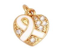 Breast Cancer Charms, Pink Ribbon Charm for Jewelry Making, Breast Cancer Awareness Enamel Charm Pendants for Bracelets Necklaces Earrings Craft Making Accessories