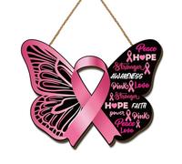 Breast Cancer Decorations Breast Cancer Awareness Wooden Door Sign October Pink Ribbon Decor Breast Cancer Decorations for Home Office Party