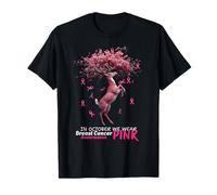 Breast Cancer Deer in October Wear Pink Ribbon Women T-Shirt