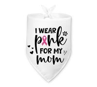 Breast Cancer Dog Bandana I Wear Pink for My Mom Cancer Ribbon Pet Dog Triangle Scarf Accessories Breast Cancer Awareness Photo Prop for Small Medium Large Dogs Cats