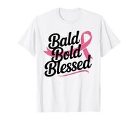 Breast Cancer Fighter Bald Bold Blessed Pink Ribbon Warrior T-Shirt