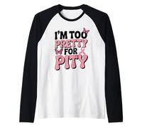Breast Cancer Fighter Pink Ribbon Too Pretty for Pity Raglan Baseball Tee
