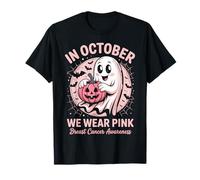 Breast Cancer Ghost Wear Pink October Halloween Awareness T-Shirt