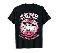 Breast Cancer Ghost Wear Pink October Halloween Awareness T-Shirt