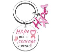 Breast Cancer Gifts for Woman Inspirational Breast Cancer Awareness Accessories Keychains Cancers Comfort Gifts for Women Friend Family Uplifting Chemo Survivor Gift Pink Ribbon Spiritual Keyring