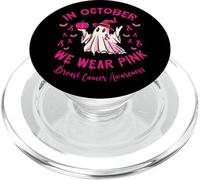 Breast Cancer Halloween Ghost In October We Wear Pink Ribbon PopSockets PopGrip for MagSafe