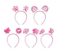 Breast Cancer Headbands Breast Cancer Awareness Headband for Women Pink Ribbon Hair Hope Heart Hair Band Love Ribbon Hair Wear Party Favors Supplies Hair Accessories for Breast Cancer Outfits 5Pcs