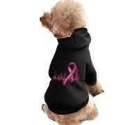 Breast Cancer Heartbeat Ribbon Dog Hoodie Shirts Pet Clothes for Small Puppy Cat Costume 2XL