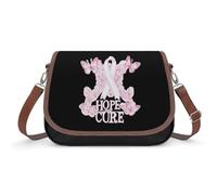 Breast Cancer Hope Fight Cure Leather Crossbody Bags for Women Messenger Handbag Purse Shoulder Bag