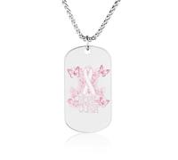 Breast Cancer Hope Fight Cure Personalized Necklace Dog Tag Pendant Necklaces for Men Women Memorial Jewelry Stainless Steel