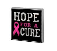Breast Cancer Hope For A Cure Badge Pin Brooch Square Shape Button Aluminum Decor for Backpacks Hats 0.7 Inch