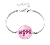 Breast Cancer Merchandise Uk Care For Women'S Adjustable Stainless Steel Heart Link Breast Cancer Bracelets Strength Bracelet