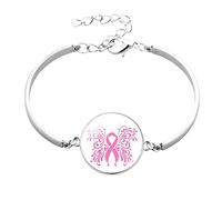Breast Cancer Merchandise Uk Care For Women'S Adjustable Stainless Steel Heart Link Breast Cancer Bracelets Strength Bracelet