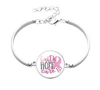 Breast Cancer Merchandise Uk Care For Women'S Adjustable Stainless Steel Heart Link Breast Cancer Bracelets Strength Bracelet