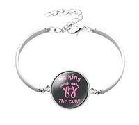 Breast Cancer Merchandise Uk Care For Women'S Adjustable Stainless Steel Heart Link Breast Cancer Bracelets Strength Bracelet