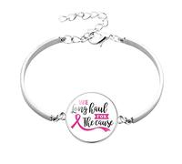 Breast Cancer Merchandise Uk Care For Women'S Adjustable Stainless Steel Heart Link Breast Cancer Bracelets Strength Bracelet