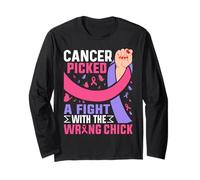 Breast Cancer Picked Fight with The Wrong Chick Pink Ribbon Long Sleeve T-Shirt